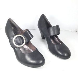 Tamaris Leather Mary Jane Shoes Black Size EU 39 / US 8.5